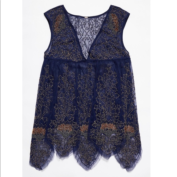 Free People Beaded Ethereal Mesh V-Neck Slip Dress - Picture 5 of 5